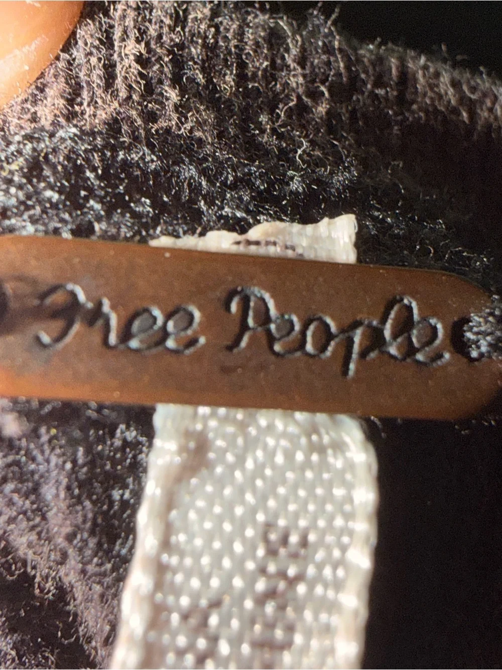 Free People Brown Long Sleeve Top with Gold Lace Cuffs